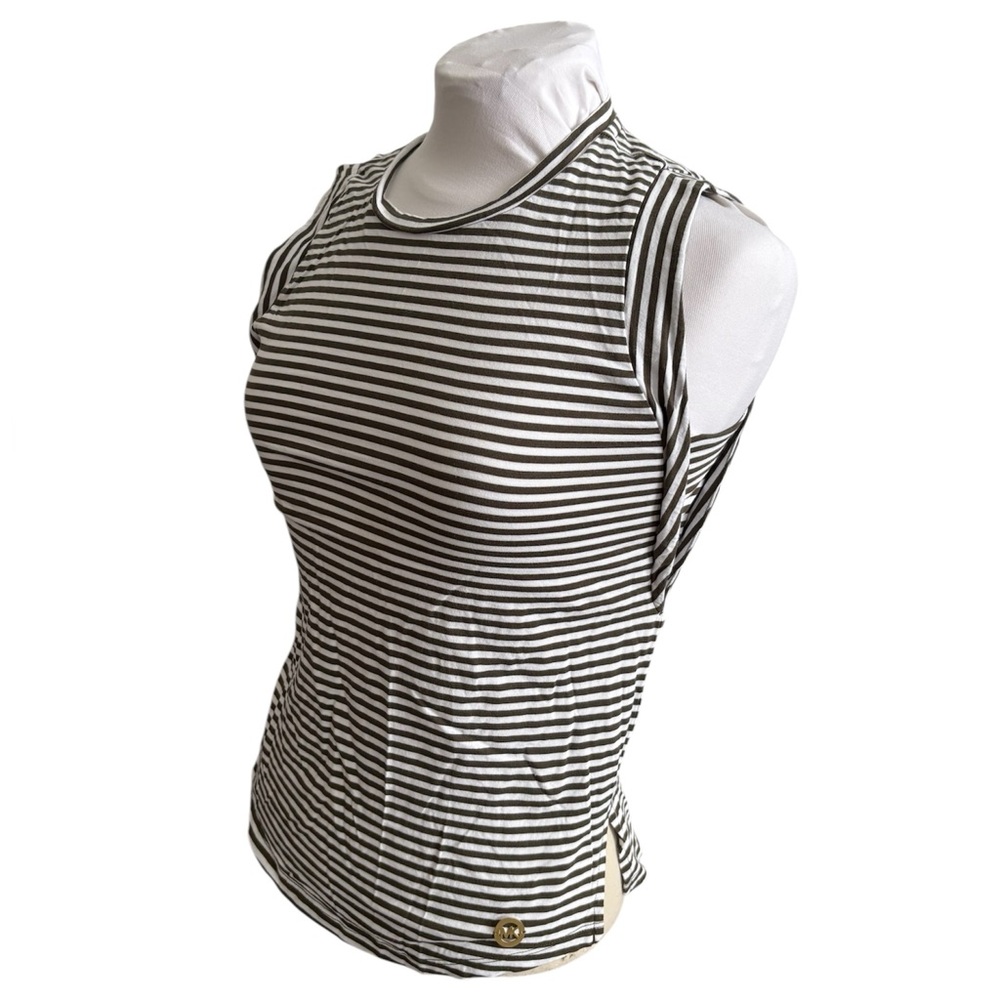 Michael Kors Black and White Striped Tank Top size S